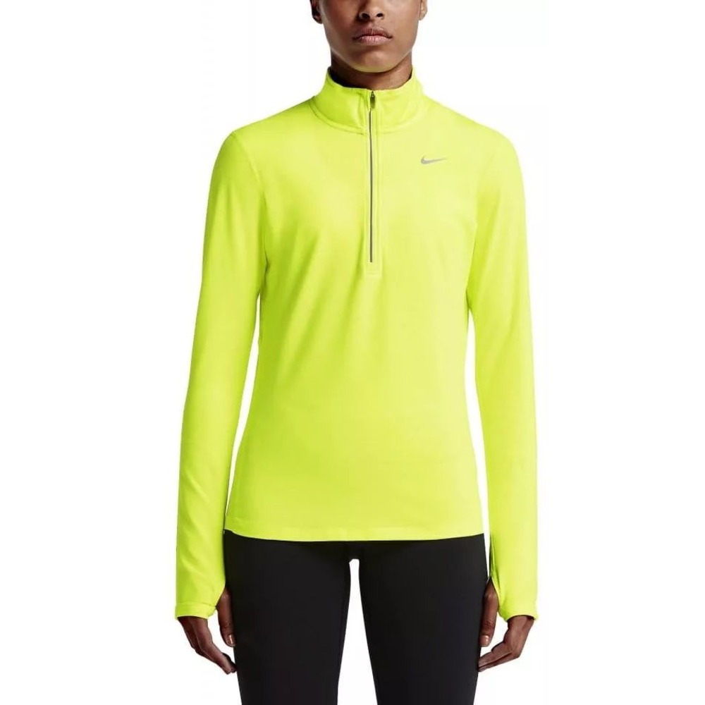 Nike Element Dri-Fit Running 1/4 Zip Pullover Neon Lime Reflective Women's M